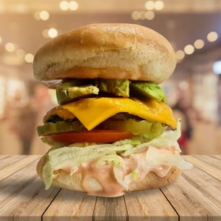 Junior Avocado Cheeseburger — 1 junior patty, 1/4 avocado; 1 cheese slice