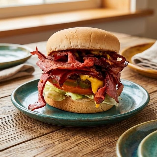 Junior Pastrami Cheeseburger.