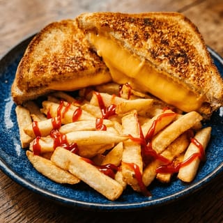 Grilled Cheese Combo — 3 cheese slices; 1 chosen side; 1 chosen drink